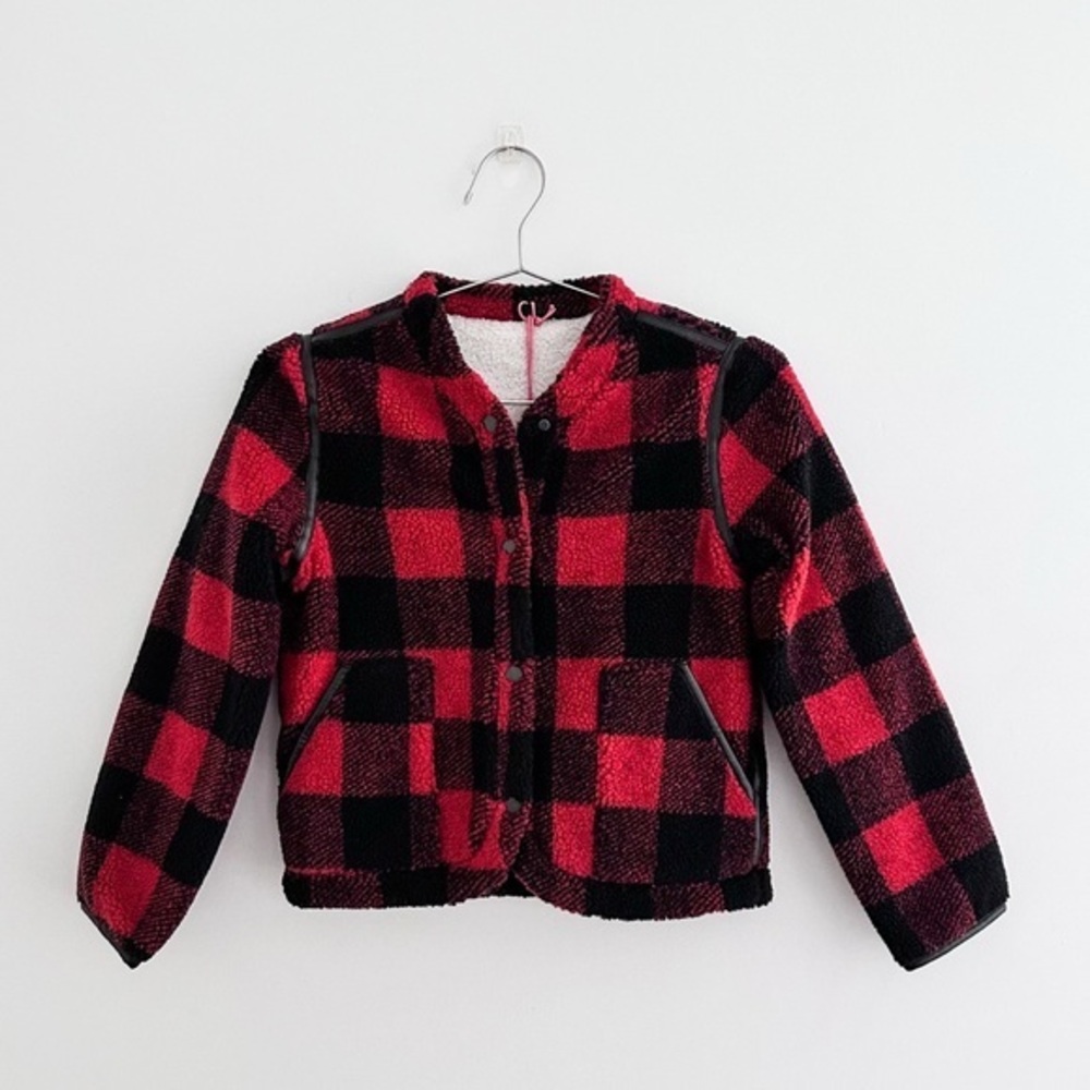 BlankNYC Buffalo Plaid Sherpa Jacket Reversible NWT Cabincore Cozy Girls Size L